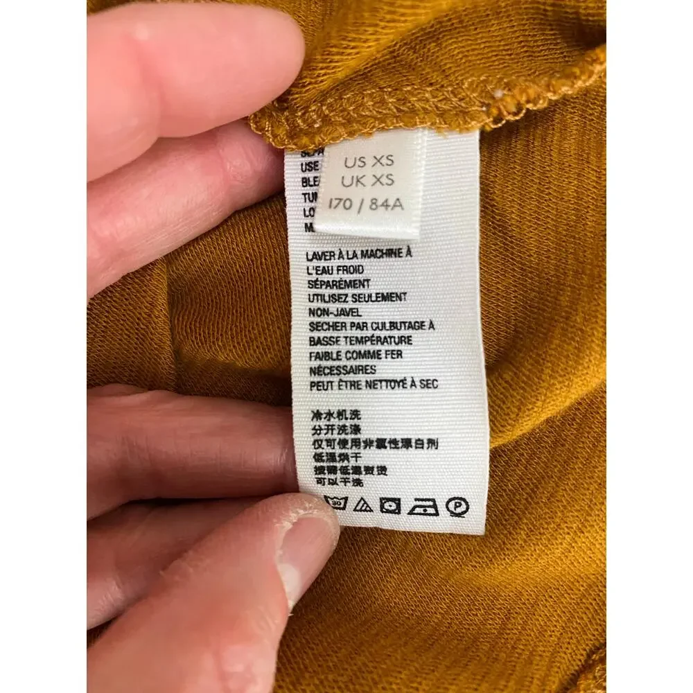 Free‎ People Women's Size XS Ochre Ribbed Long Puff Sleeve Crop Top *